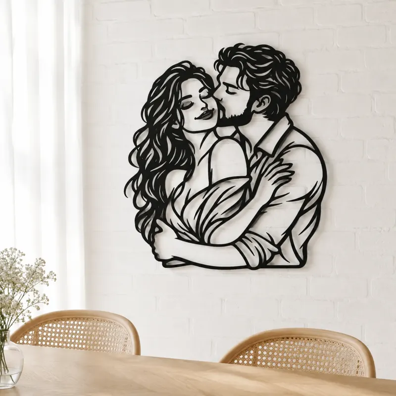 Cheek Kiss Metal Wall Art | Romantic Couple Decor - lifestyle view 4