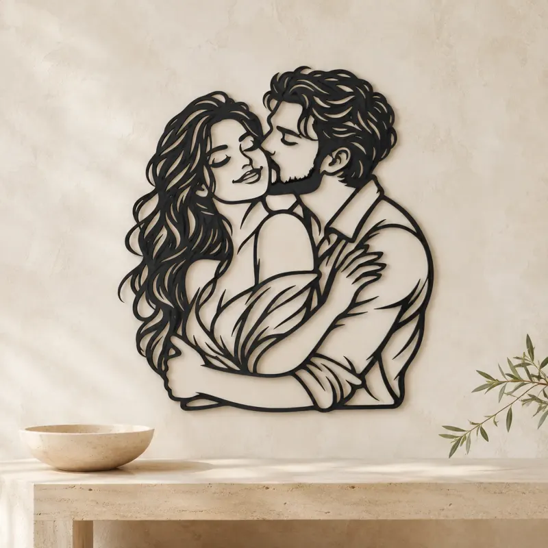 Cheek Kiss Metal Wall Art | Romantic Couple Decor - lifestyle view 3