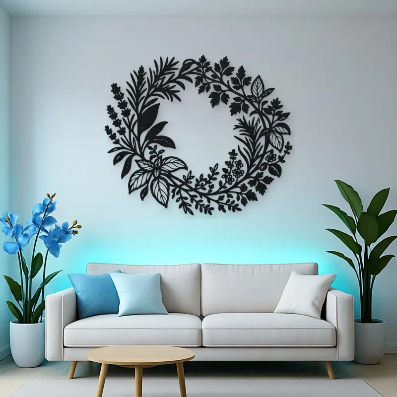Herb Kitchen Wreath Metal Wall Art | Cozy Home Metal Decor
