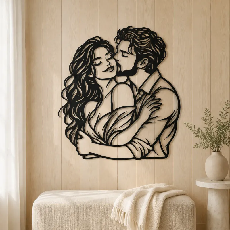 Cheek Kiss Metal Wall Art | Romantic Couple Decor - lifestyle view 5