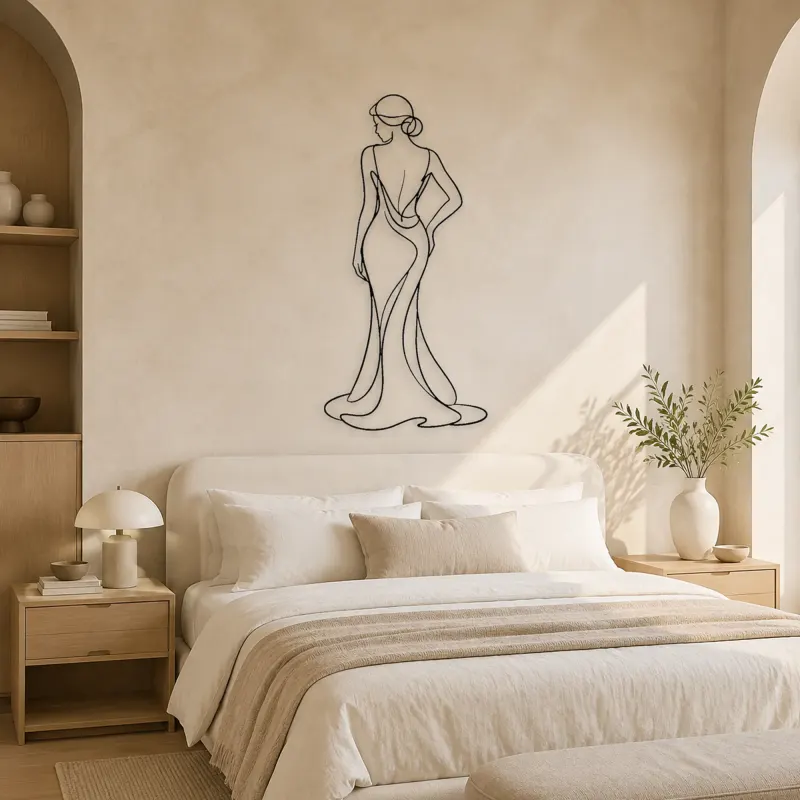 Curved Spine Gown Metal Wall Art | Fashion Figure Wall Decor - lifestyle view 2