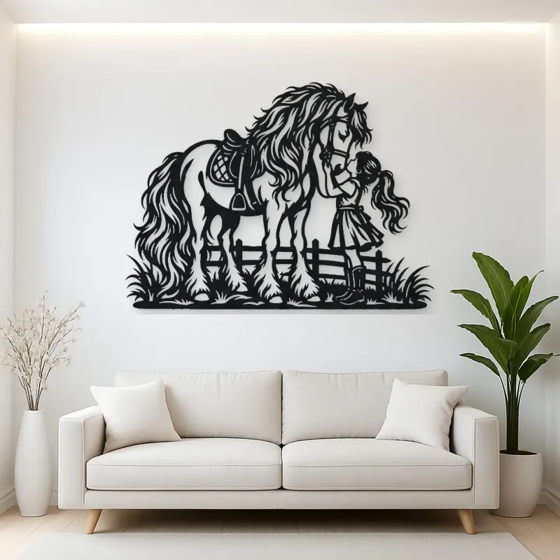 Pony and Child Metal Wall Art | Equestrian Wall Decor