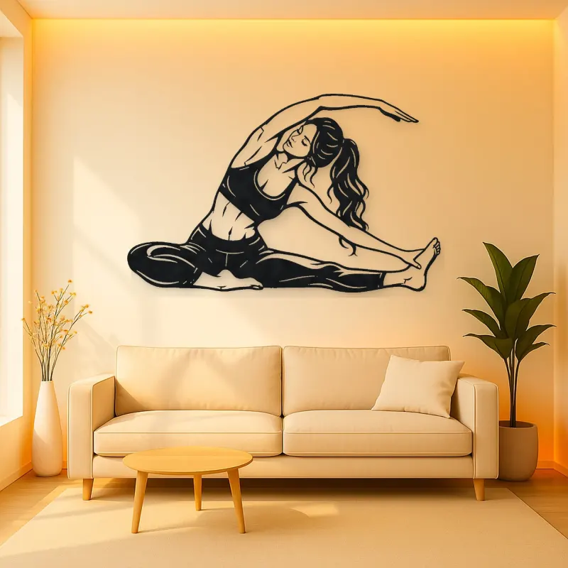 Seated Side Stretch Metal Wall Art | Movement Silhouette Decor