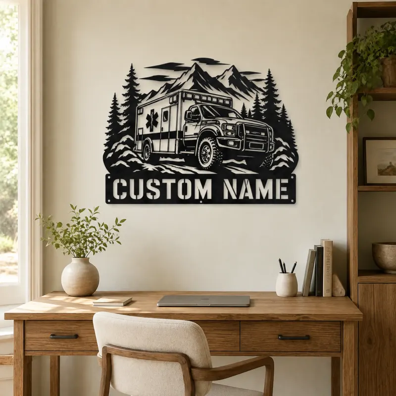 Personalized Mountain Rescue Ambulance Metal Wall Art - lifestyle view 4