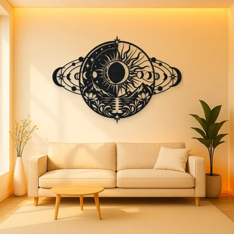 Eclipse Harmony Metal Wall Art | Celestial Boho Wall Decor