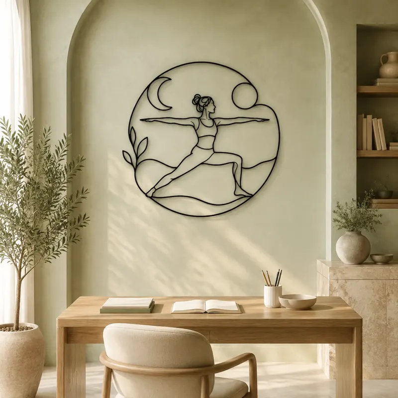 Warrior Two Horizon Metal Wall Art | Yoga and Meditation Wall Decor - lifestyle view 4