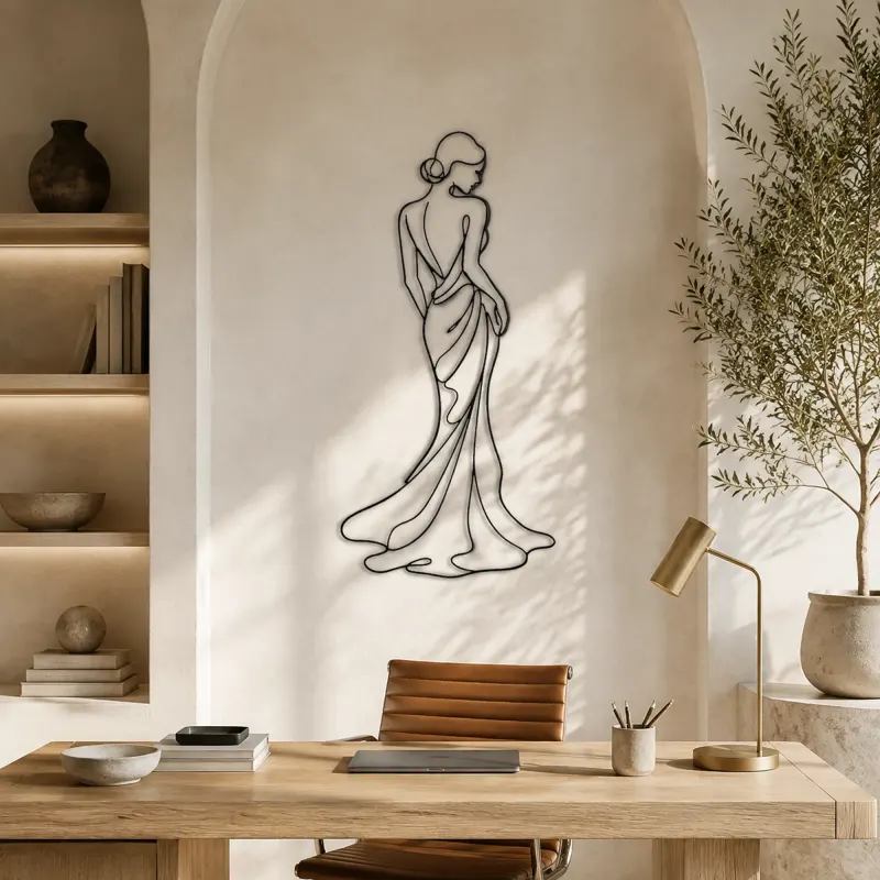Flowing Skirt Profile Metal Wall Art | Fashion Figure Wall Decor - lifestyle view 4