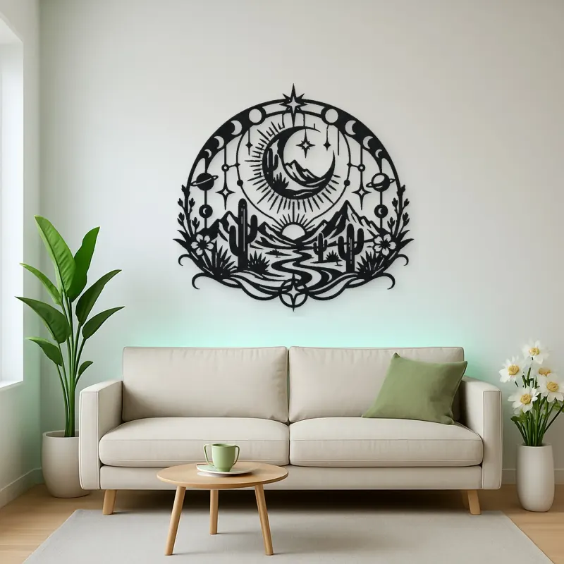Desert Moon Arc Metal Wall Art | Nature Silhouette Decor