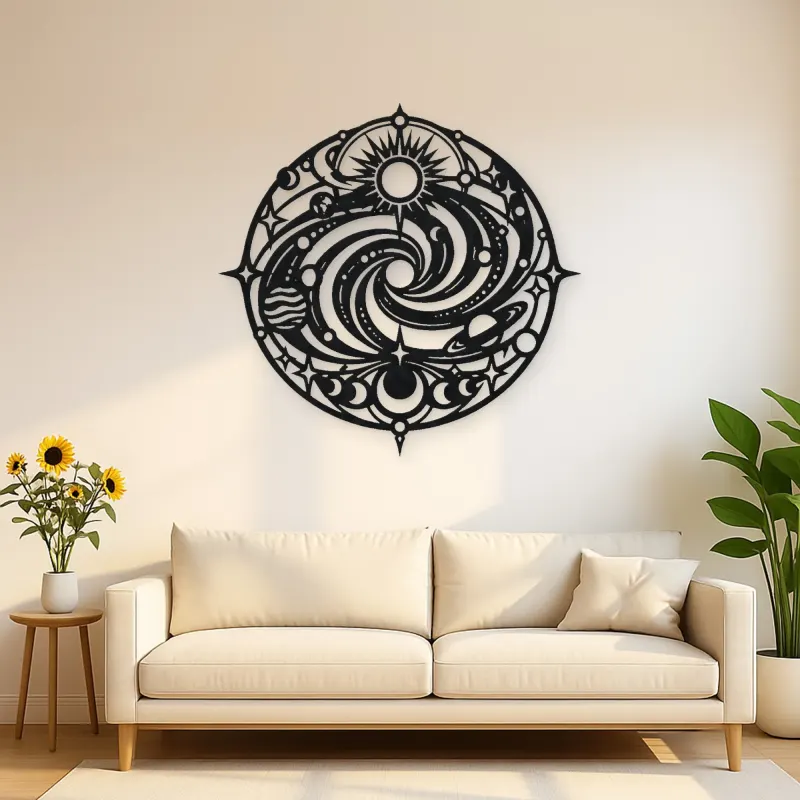 Galaxy Spiral Emblem Metal Wall Art | Celestial Boho Wall Decor
