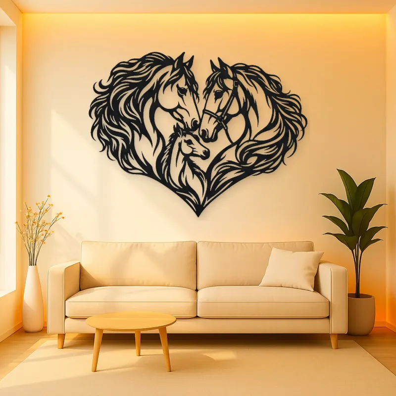 Horse Heart Profiles Metal Wall Art | Equestrian Wall Decor
