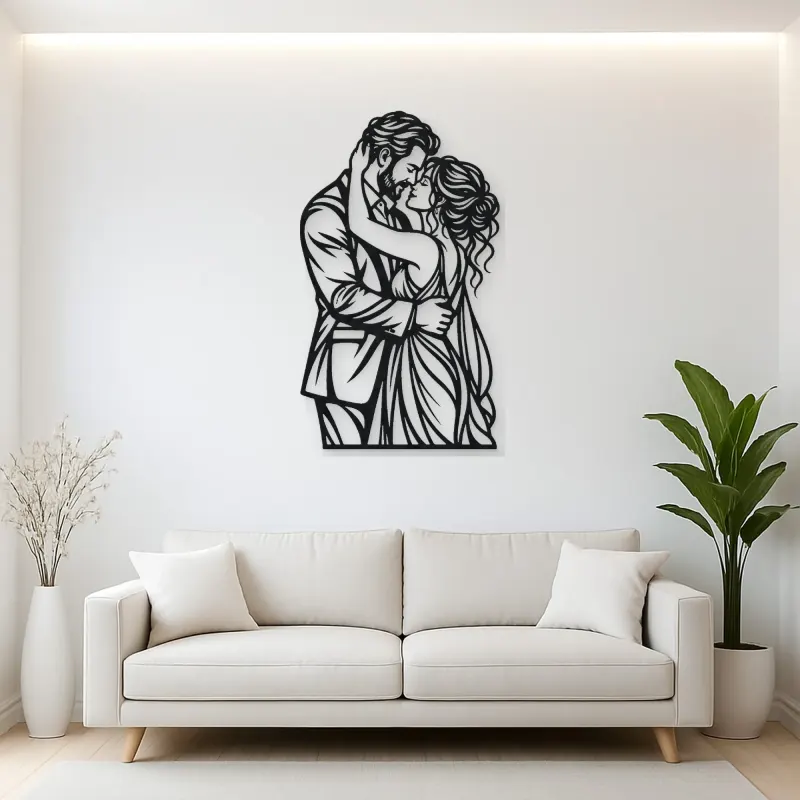 Anniversary Embrace Metal Wall Art | Romantic Couple Decor