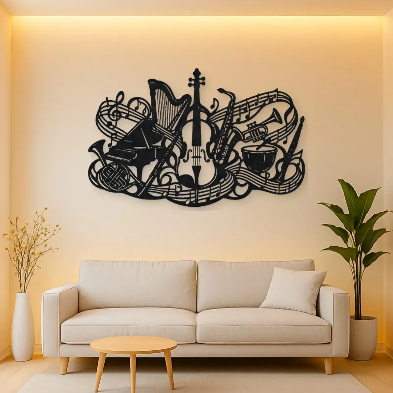 Orchestra Instrument Fusion Metal Wall Art | Music Room Wall Decor