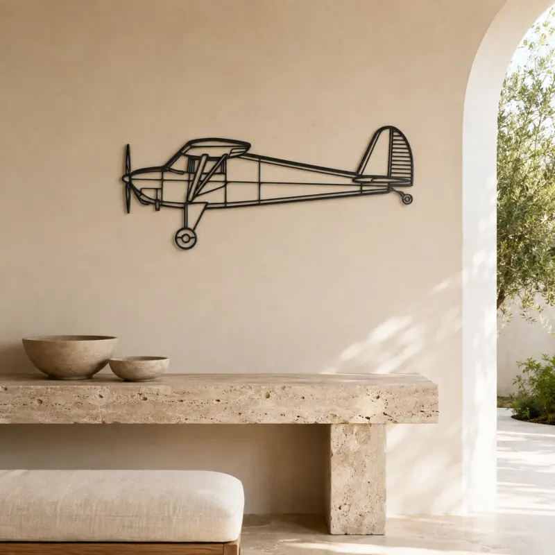 Luscombe 8A Airplane Silhouette Metal Wall Art, Metal Aircraft Silhouette, Aviation Wall Decor, Aviator Decor - lifestyle view 3