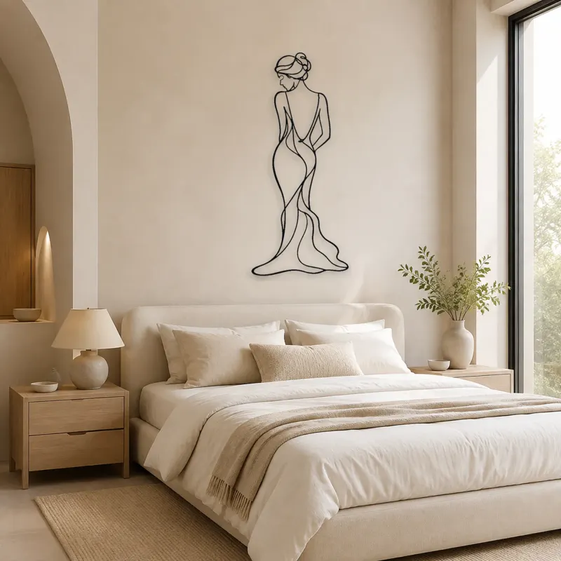 Over Shoulder Silhouette Metal Wall Art | Feminine Figure Wall Decor - lifestyle view 2