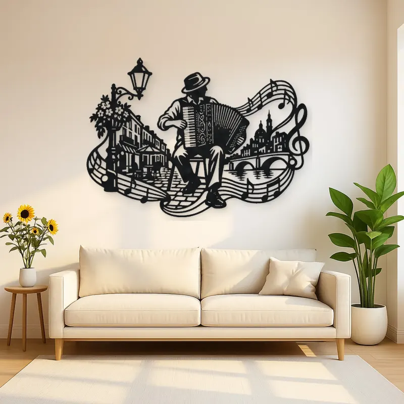 Accordion Street Music Metal Wall Art | Music Room Wall Decor