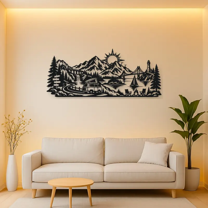 Mountain Camper Journey Metal Wall Art | Travel and City Wall Decor