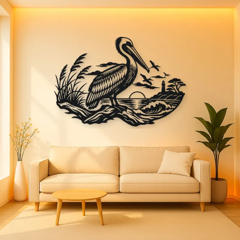Pelican Coastline Metal Wall Art | Coastal and Nautical Wall Decor