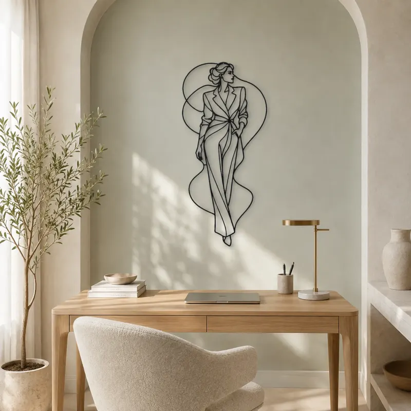 Sleek Fitted Outfit Metal Wall Art | Fashion Figure Wall Decor - lifestyle view 4