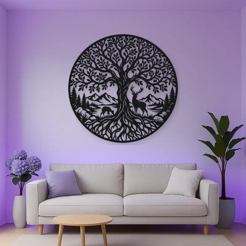 Tree with Deer Metal Wall Art | Wildlife Silhouette Decor