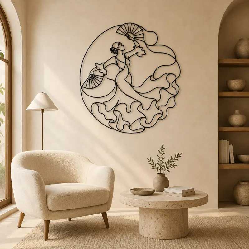 Sevillana Fan Dance Metal Wall Art | Dance Silhouette Wall Decor - lifestyle view 5