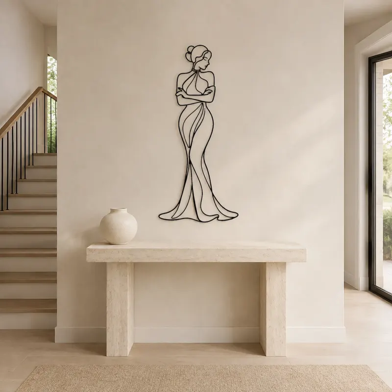 Arms Crossed Muse Metal Wall Art | Feminine Figure Wall Decor - lifestyle view 4