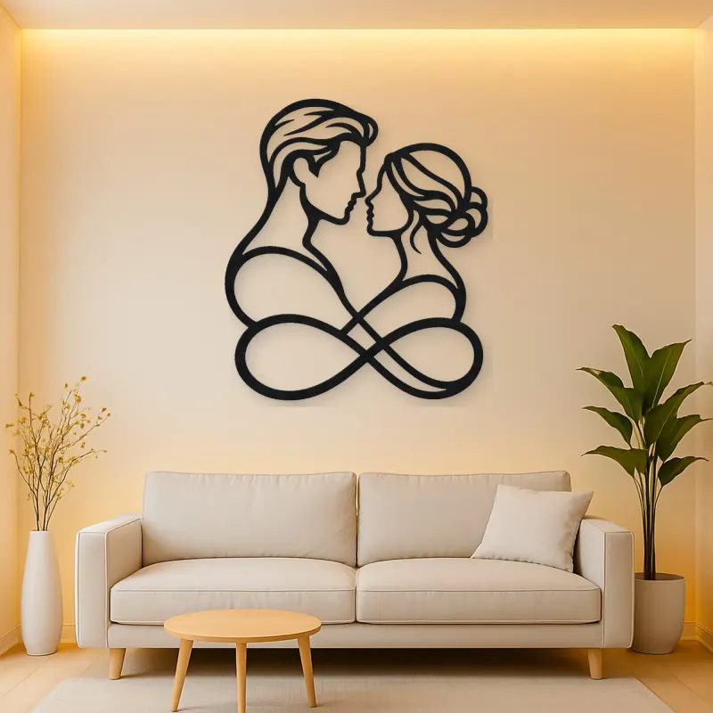 Intertwined Profiles Metal Wall Art | Romantic Couple Decor