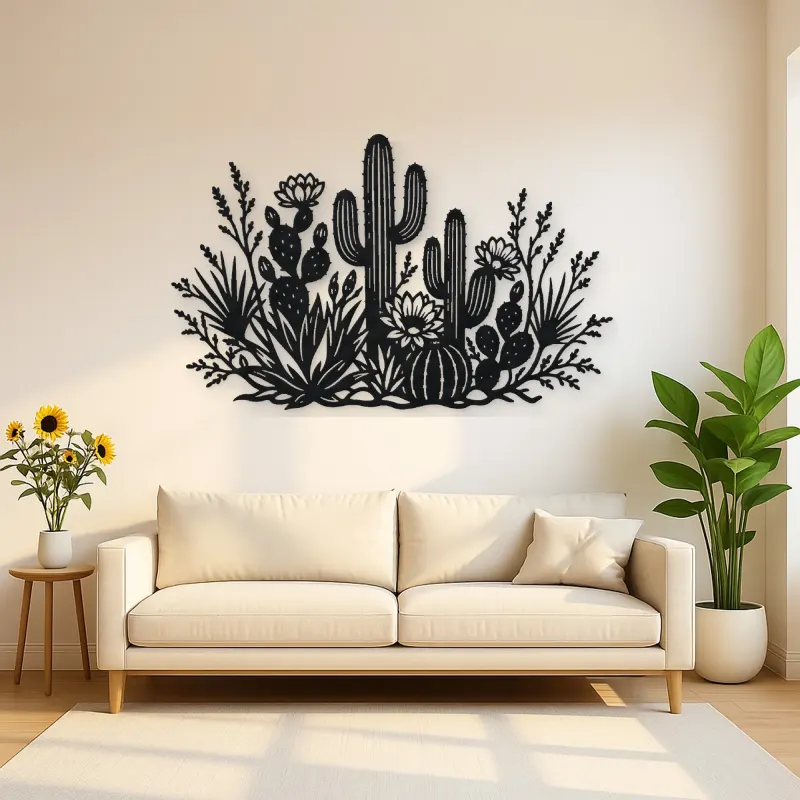 Cactus Desert Garden Metal Wall Art | Botanical Metal Wall Decor