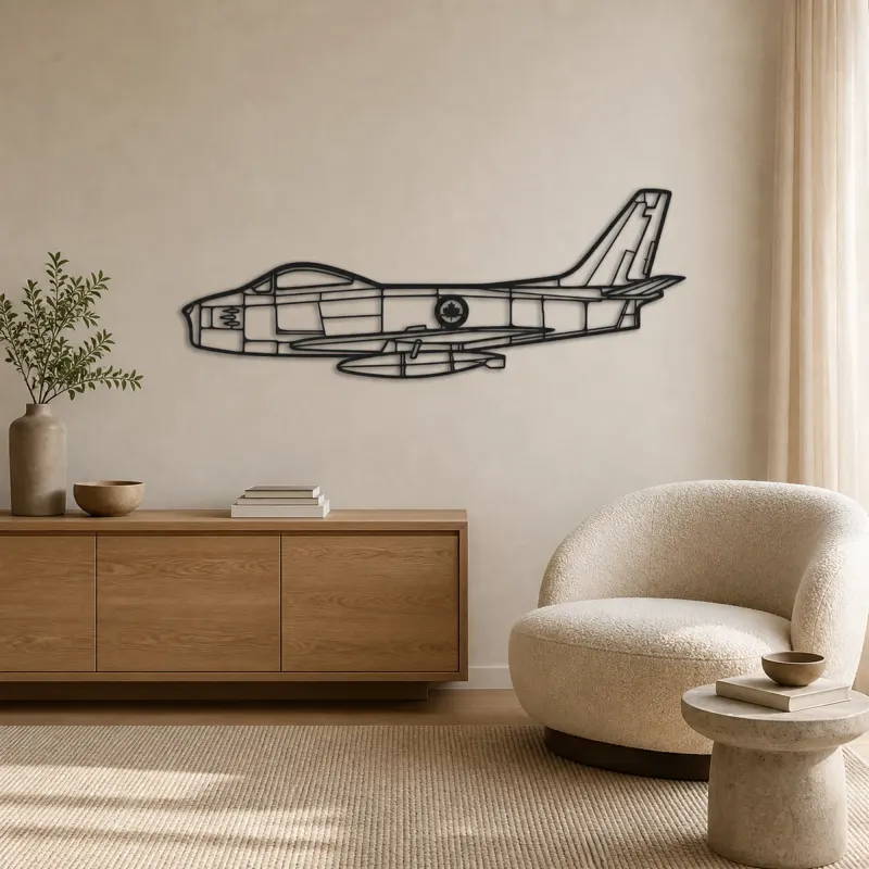 F86 Sabre Canada Airplane Silhouette Metal Wall Art, Metal Aircraft Silhouette, Aviation Wall Decor, Aviator Decor - lifestyle view 5