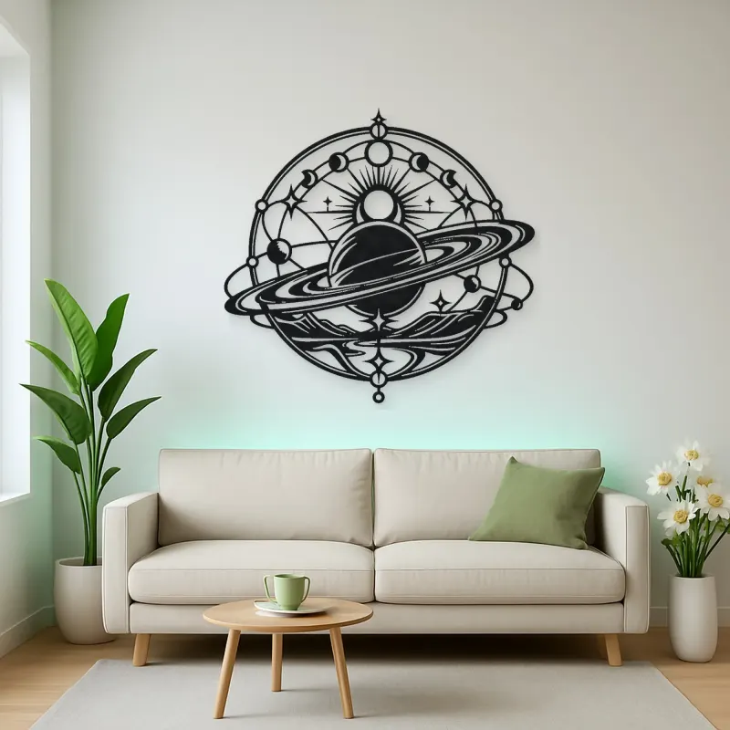 Saturn Ring Rhythm Metal Wall Art | Celestial Boho Wall Decor