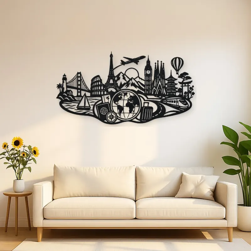 Passport Journey Symbol Metal Wall Art | Travel and City Wall Decor