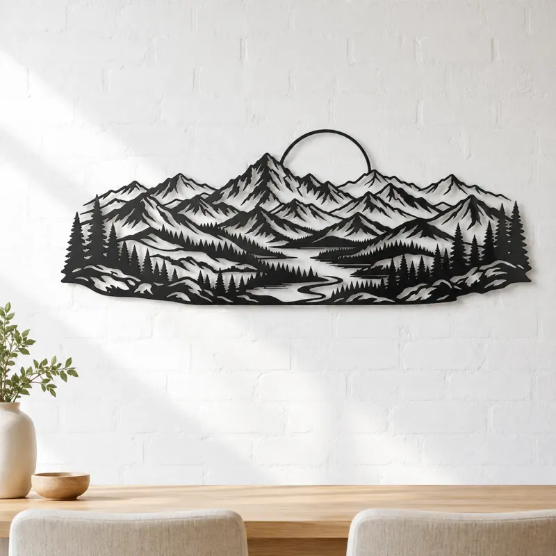 Endless Mountain Horizon Metal Wall Art | Nature Silhouette Decor - lifestyle view 4