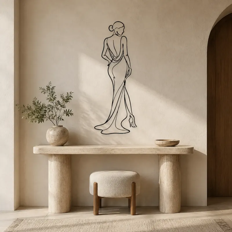 Runway Turn Pose Metal Wall Art | Fashion Figure Wall Decor - lifestyle view 3