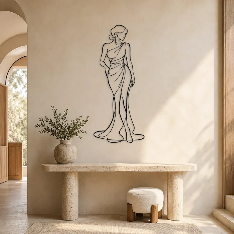 Draped Fabric Woman Metal Wall Art | Fashion Figure Wall Decor - lifestyle view 3