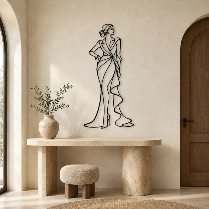 Designer Gown Profile Metal Wall Art | Fashion Figure Wall Decor - lifestyle view 3