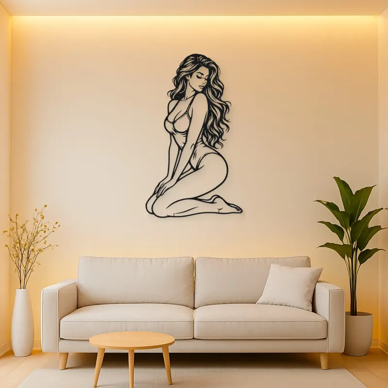 Kneeling Side Pose Metal Wall Art | Movement Silhouette Decor