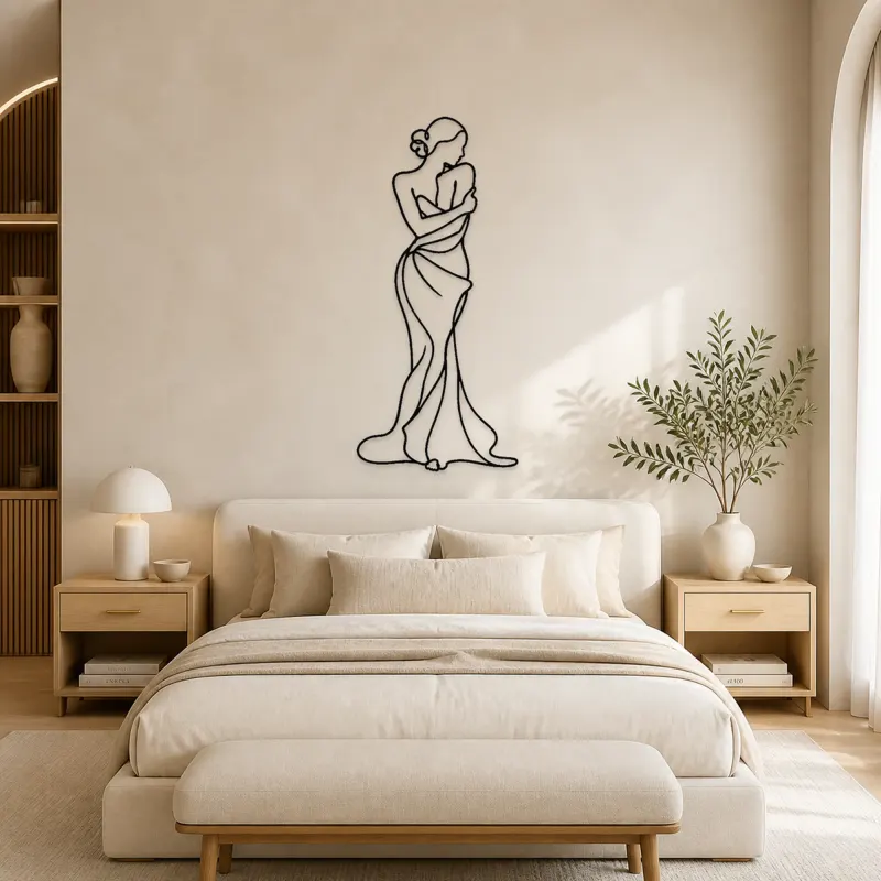 Wrapped Torso Pose Metal Wall Art | Feminine Figure Wall Decor - lifestyle view 2