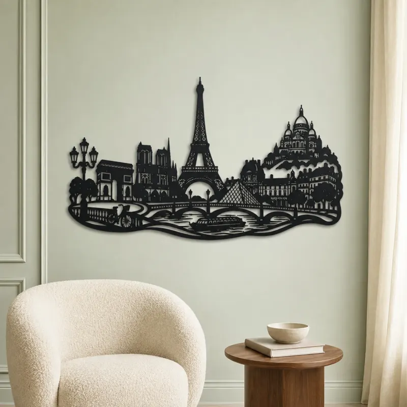 Paris Skyline Flow Metal Wall Art | Travel and City Wall Decor - lifestyle view 2