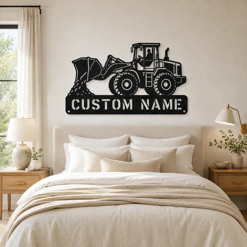 Personalized Wheel Loader Dumping Material Metal Wall Art - lifestyle view 2
