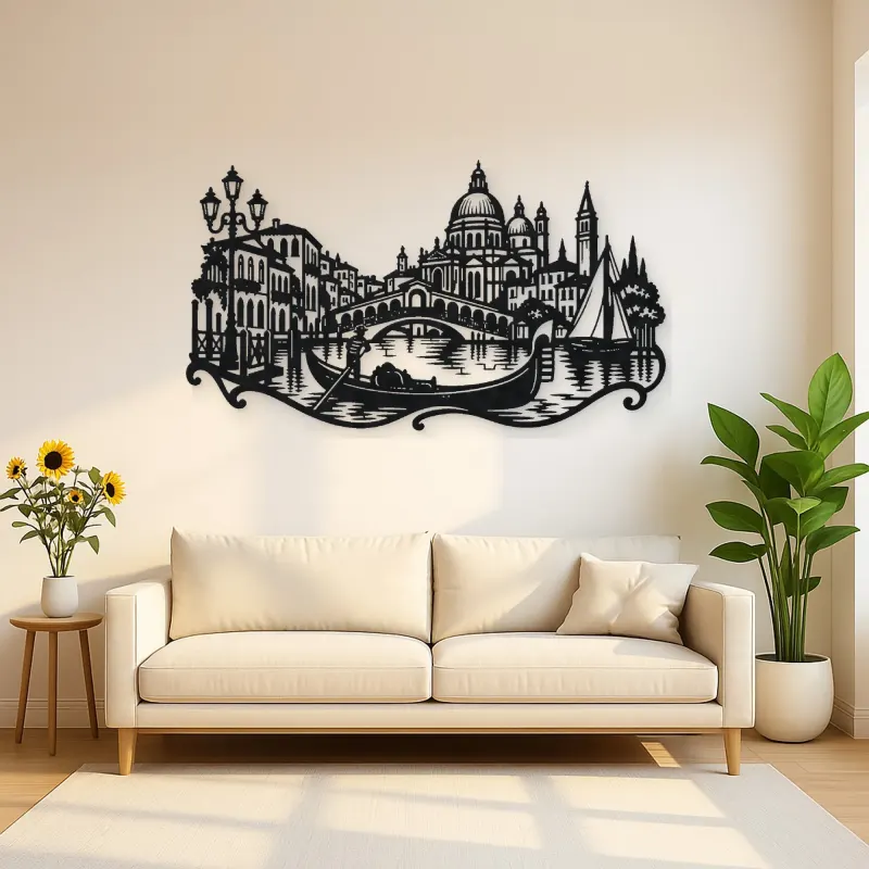 Venice Gondola Curve Metal Wall Art | Travel and City Wall Decor