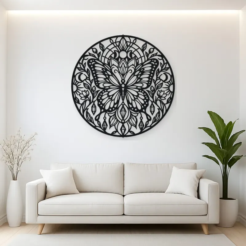 Butterfly Mandala Metal Wall Art | Spiritual Boho Metal Decor