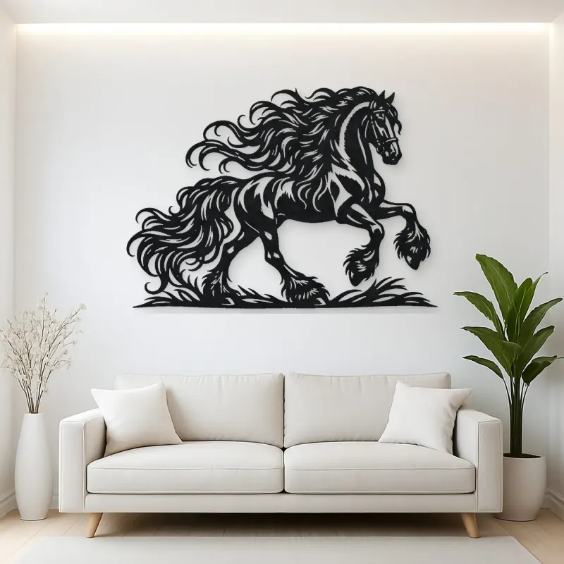 Friesian Mane Flow Metal Wall Art | Equestrian Wall Decor
