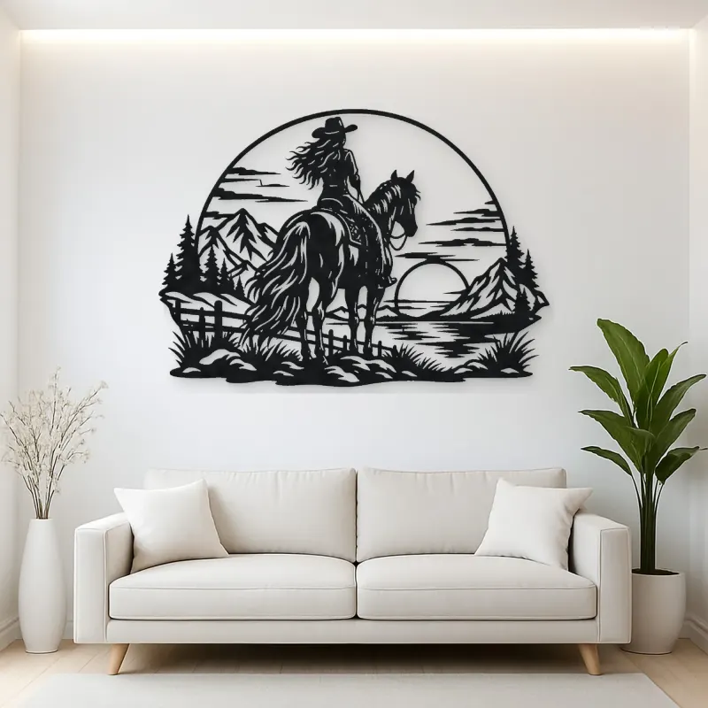 Western Rider Sunset Metal Wall Art | Equestrian Wall Decor