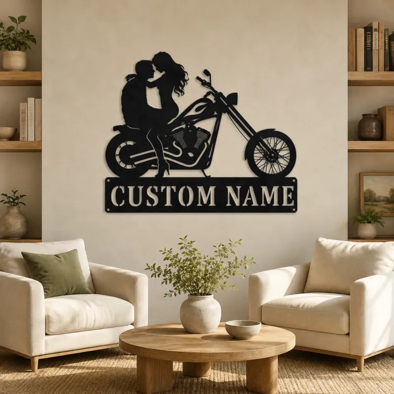 Personalized Chopper Couple Metal Wall Art - lifestyle view 4