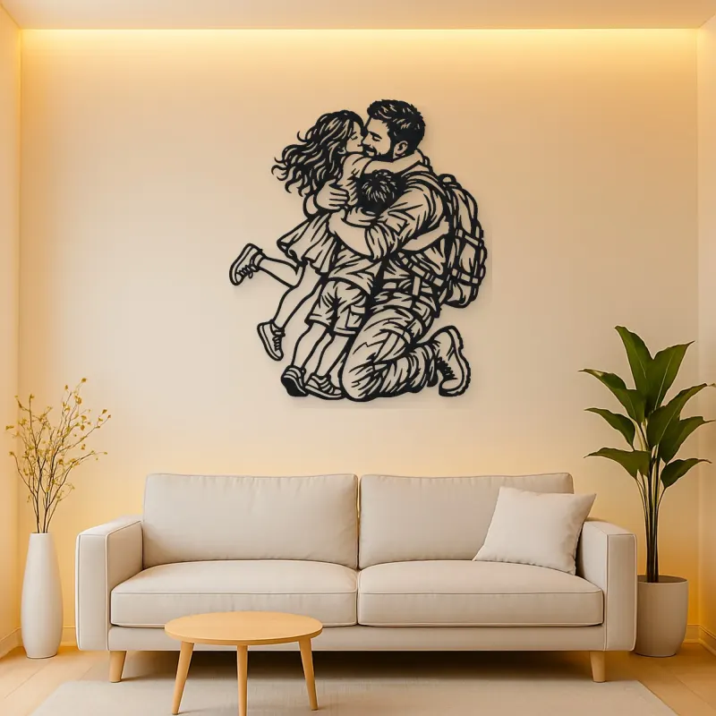 Homecoming Family Hug Metal Wall Art | Family Silhouette Decor