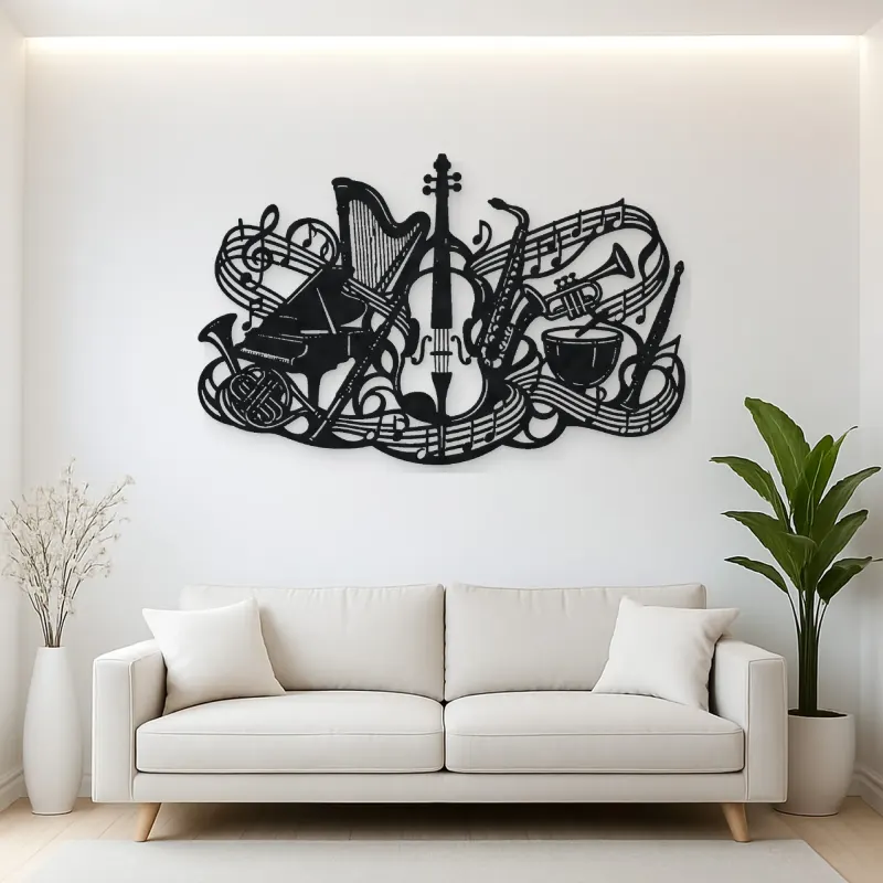 Orchestra Instrument Fusion Metal Wall Art | Music Room Wall Decor