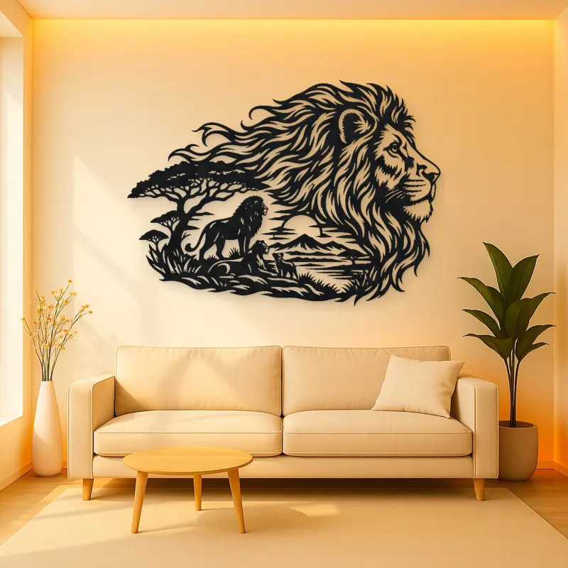 Lion Head Flow Metal Wall Art | Wildlife Silhouette Decor