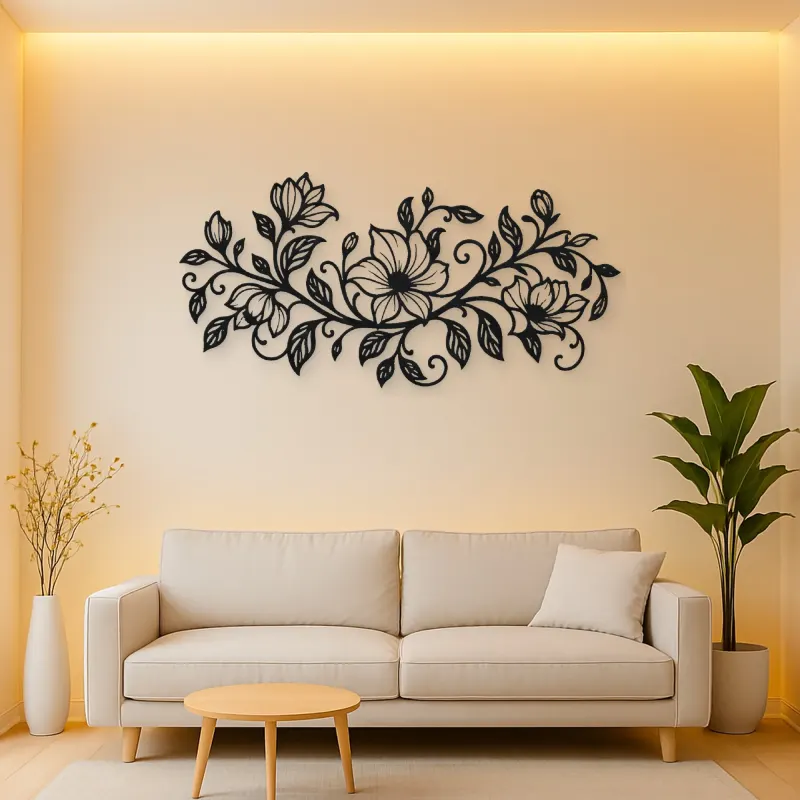 Endless Floral Vine Metal Wall Art | Botanical Metal Wall Decor