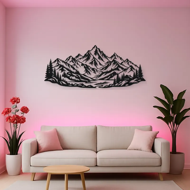 Alpine Crown Metal Wall Art | Nature Silhouette Decor