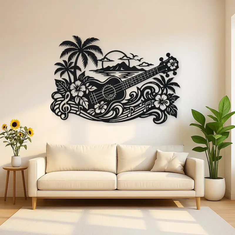 Ukulele Island Flow Metal Wall Art | Music Room Wall Decor