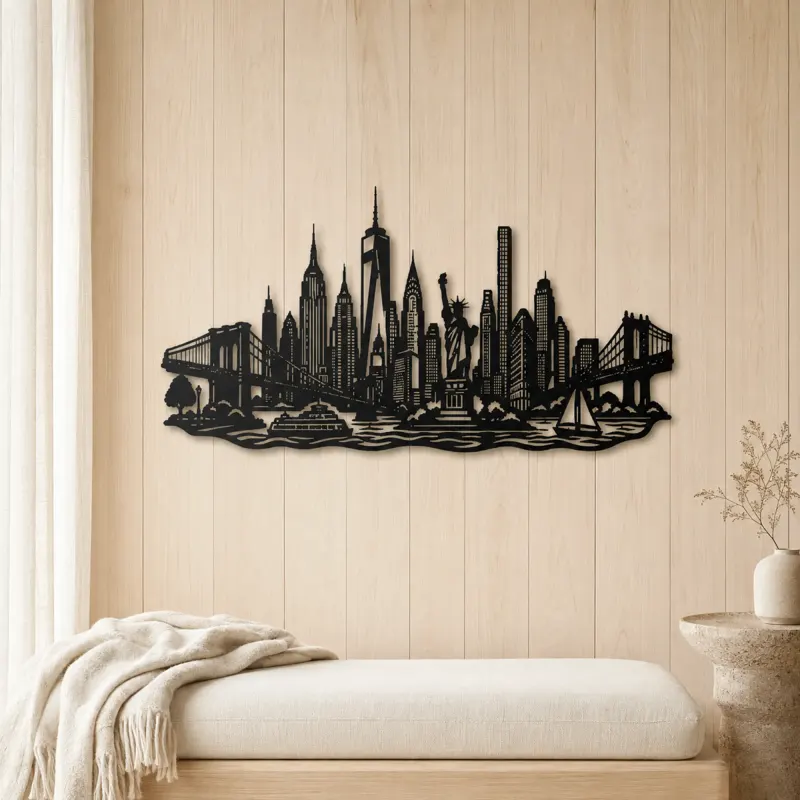 New York Skyline Flow Metal Wall Art | Travel and City Wall Decor - lifestyle view 5